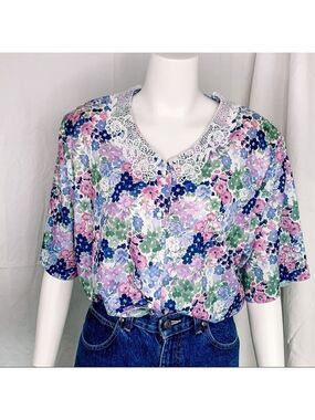 VINTAGE Floral Blouse Lace appliqué Collar (🦩2 for $25)